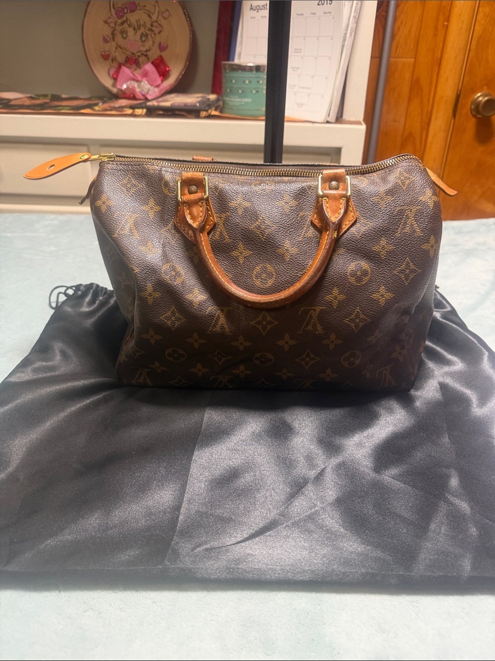 Louis Vuitton Brown Monogram Canvas Satchel with Vachetta Trim